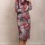 Rochie midi Galia din tricot visiniu cu imprimeu floral, maneca lunga si buzunare